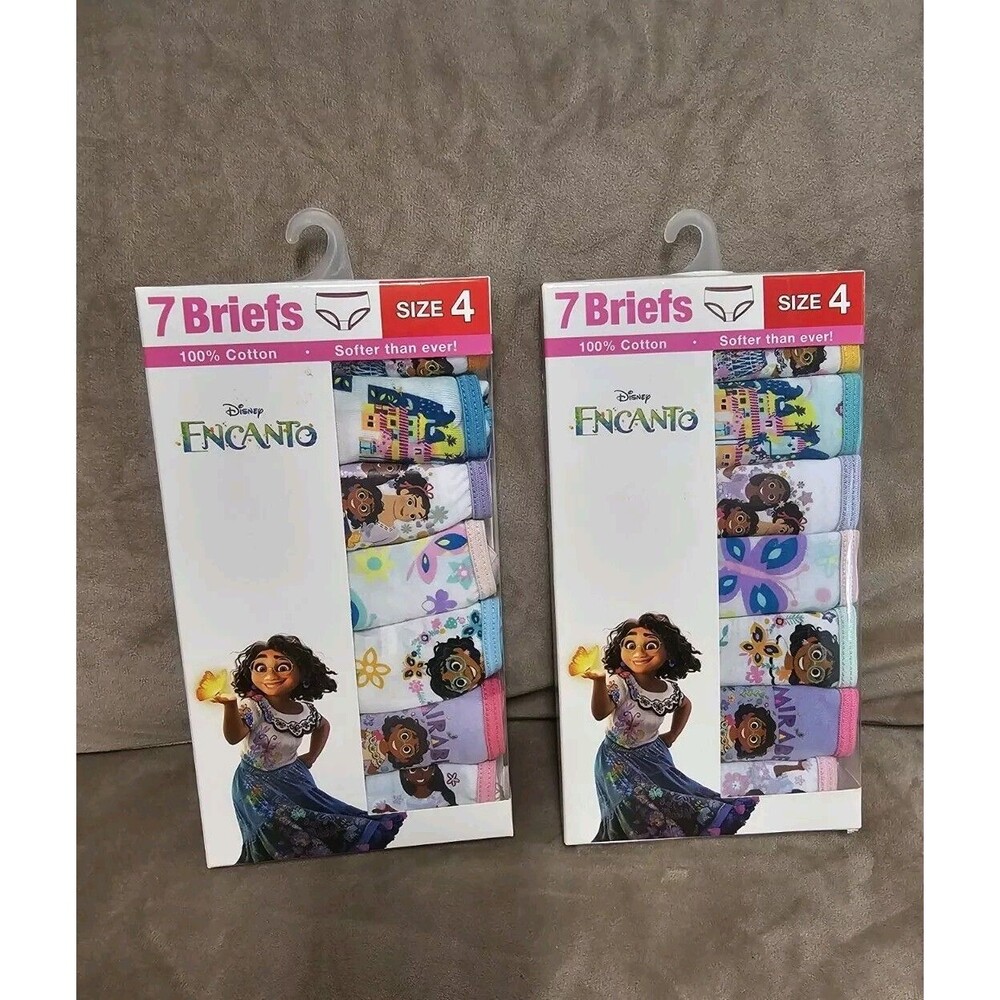 Disney Encanto Assorted Girls Panties Briefs Lot of 2 Size 4 Underwear 14 Pairs